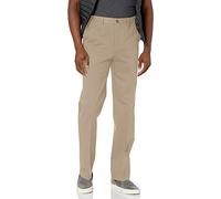 Savane Men's Flat Front Performance Chino Pant Casual, Ultimate Mid Khaki, 36W x 32L