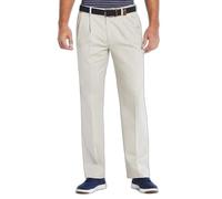 Savane Men's Pleated Stretch Performance Chino Casual Pants, Ultimate Alabaster, 34W x 29L