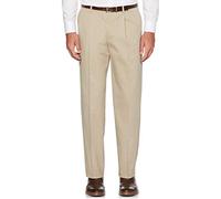 Savane Men's Stretch Performance Pleated Chino Expandable Waistband (Waist Size 30-60 Big & Tall) Dress Pants, Ultimate Mid Khaki, 33W x 30L