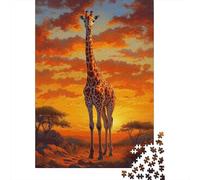 Savanna Giraffe Standing Tall 1000 Piece Premium Cardstock Diy Jigsaw Puzzle Jigsaw Collectors Brain Training Wall Decor 52x38cm/1000pcs