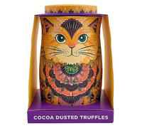 Savanna Gold Cat Tin of Flutter Scotch Cocoa Dusted Truffles with Butterscotch Chips Gold