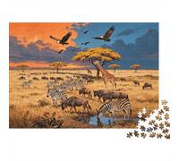 Savanna Migration Jigsaw Puzzle 1000 Pieces Recycled Material Wild Safari Puzzles for Boy & Girl Ages 6 Years Up Educational Game Challenge Parent Child Toy 70x50cm/1000pcs