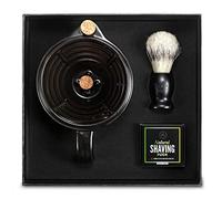 Savanna Shaving Scuttle Mug Kit - Shaving Bowl With Shave Soap, Shave Brush, Porcelain Scuttle Shaving Mug, Keeps Lather Hot, Creamy Lather, Hot Shave At Home Daily, Handmade Pottery, Great Gift