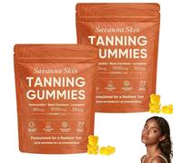 Savanna Skin Tanning Gummies, 2026 Best Tanning Gummies, Savannah Tannings Gummie, with Vitamin C & E, Beta Carotene, Skin Radiance & Hydration for Natural Looking Glow, 60 Count (2 Pack)
