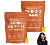 Savanna Skin Tanning Gummies, 60 Count Tanning Gummies Fast Tan Without Sun, Radiant Healthy Skin, Sour Watermelon Flavor, Vegan & Sugar-Free (2 Pack of 120 Pieces)