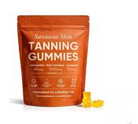 Savanna Skin Tanning Gummies, Fast Tan Without Sun, High Strength Beta Carotene Self Tanning Gummies for Sunless Glow, Sunbed Tanning Accelerator, 60 Capsules (1 Bag)