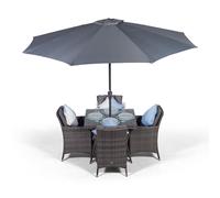 Savannah 4 Seater Square Rattan Garden Dining Table & Chairs Set Patio Furniture