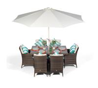 Savannah 6 Seater Rectangle Rattan Garden Dining Table & Chairs Set Furniture