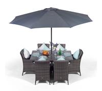 Giardino Savannah Rectangular 6 Seater Rattan Patio Dining Set - Grey - Grey - 1