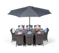 Savannah 8 Seater Rectangle Rattan Garden Dining Table & Chairs Set + Ice Bucket