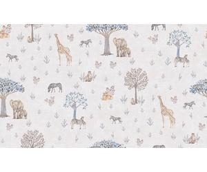 SAVANNAH ANIMALS CREAM GREY WALLPAPER A S CREATION NON-WOVEN PASTE WALL 77176-1