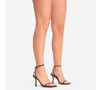 Savannah Barely There Square Toe Heel In Black Faux Leather, Women's Size UK 4