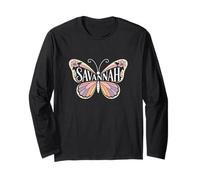 Savannah Butterfly - Georgia Floral City Name Word Art Long Sleeve T-Shirt