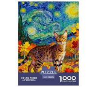 Savannah Cat 1000-Piece Jigsaws Puzzles for Adult Challenging Puzzle Games Fun, Challenging & Brainteasing Games for Adults And Kids Age 12 Years Up Home Decoration Puzzle 38x26cm/1000pcs