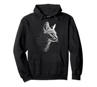 Savannah Cat Lover Graphic Drawing Portrait Text Art Pullover Hoodie