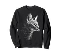 Savannah Cat Lover Graphic Drawing Portrait Text Art Sweatshirt