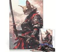 Savannah Cat Samurai 1000 Piece Jigsaw Puzzles for Teenagers Jigsaw Recall Build Easy Leisure Neat Cut Santa Wish Gift (50x75cm)