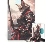 Savannah Cat Samurai Jigsaw Puzzles 1000 Piece for Teenagers Mental Logic Toy Calm Escape Fine Edge Art Collectible (38x26cm)