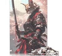 Savannah Cat Samurai Puzzle Brain Teaser Paper Rectangular Jigsaw Puzzle for Adults Teen 1000pcs (75x50cm)