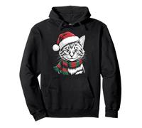 Savannah Cat Xmas Santa Hat Scarf Christmas Costume Pullover Hoodie