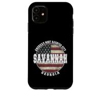 Savannah Georgia, Vintage American flag Case for iPhone 11