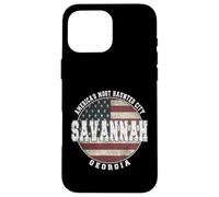 Savannah Georgia, Vintage American flag Case for iPhone 16 Pro Max