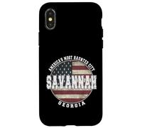 Savannah Georgia, Vintage American flag Case for iPhone X/XS
