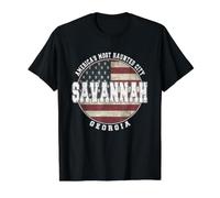 Savannah Georgia, Vintage American Flag Value Graphic T-Shirt, Men, Black, S
