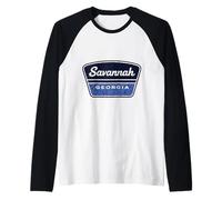 Savannah Georgia Vintage Retro Travel Badge Patch Raglan Baseball Tee