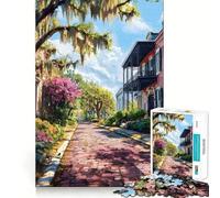 Savannah Historic District Georgia 1000 Piece Jigsaw Puzzles for Adults Jigsaw Think Toy Home Enjoy Fine Cut Santa Wish Gift (38x52cm)