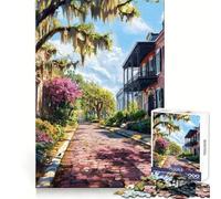Savannah Historic District Georgia Adult Jigsaw Puzzles 1000 Pieces Brain Workout Toy Casual Relax Image Assembly Artistic Gift (50x75cm)