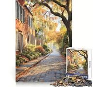 Savannah Historic District Georgia Painting Art 1000 Pieces Jigsaw Puzzles for Teenagers Solid Logic Toy Peaceful Fun Precision Cut Amazing Present (38x26cm)