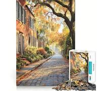 Savannah Historic District Georgia Painting Art 1000 Pieces Jigsaw Puzzles for Teenagers Solid Logic Toy Peaceful Fun Precision Cut Amazing Present (38x26cm)