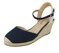 Savannah Ladies Mid Rope Wedge Espadrilles F2274 - Navy Microfibre - UK Size 7 - EU Size 40 - US Size 9
