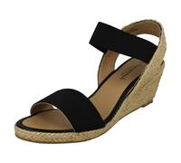 Savannah Ladies Savannah Elasticated Strap Wedge Heeled Sandals F2301 - Black - UK 8