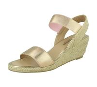 Savannah Ladies Savannah Elasticated Strap Wedge Heeled Sandals F2301 - Rose Gold - UK 5