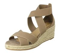 Savannah Ladies Savannah Elasticated Strap Wide Fit Wedge Heel Sandals F2308 - Taupe - UK 8