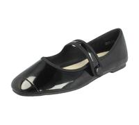 Savannah Ladies Savannah Flat Elasticated Strap Slip On Smart Shoes F80584 - Black - UK 3