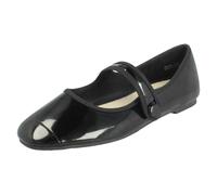 Savannah Ladies Savannah Flat Elasticated Strap Slip On Smart Shoes F80584 - Black - UK 7
