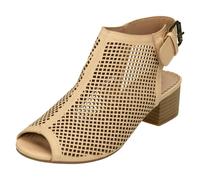 Savannah Ladies Savannah Mid Heel Peep Toe Sandals - Nude - UK 3