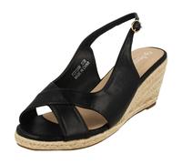 Savannah Ladies Savannah Mid Wedge Heel Espadrille Wide Fitting Sandals F2313 - Black - UK 7