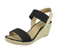 Savannah Ladies Savannah Wide Fit Wedges F2292 - Black - UK 4