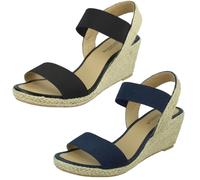 Savannah Ladies Savannah Wide Fit Wedges F2292 - Nude - UK 7