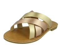 Savannah Ladies Savannah Wide Fitting Flat Strappy Mules F00387 - Rose Gold - UK 4