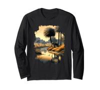 Savannah Paradise on the Riverbank with an Elephant Long Sleeve T-Shirt