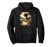Savannah paradise on the riverbank with an elephant Pullover Hoodie