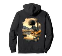 Savannah paradise on the riverbank with an elephant Pullover Hoodie