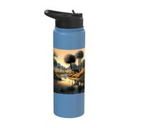 Savannah Paradise on the Riverbank with an Elephant Stainless Steel Insulated Water Bottle
