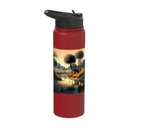 Savannah Paradise on the Riverbank with an Elephant Stainless Steel Insulated Water Bottle
