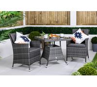 Savannah Square Rattan Garden Bistro Table and Chairs Set 2 Seater Patio Set